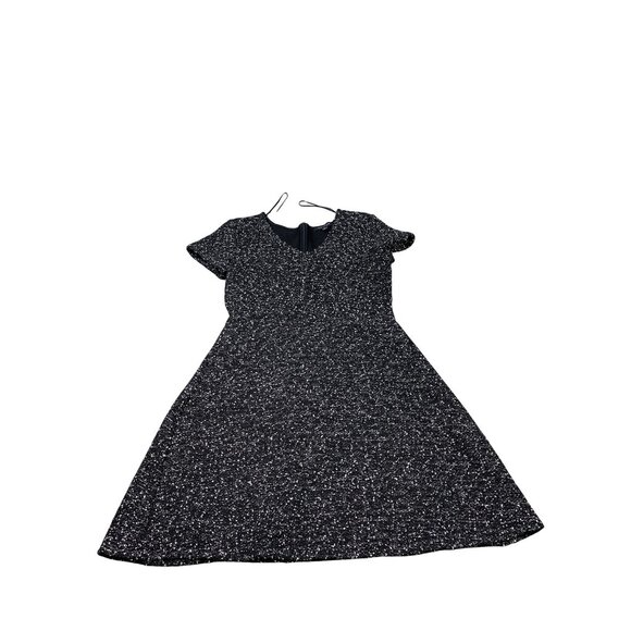 Hailey 23 Womens Medium Black Sparkle A-Line Dress Short Sleeve Zippered Back - Picture 1 of 9